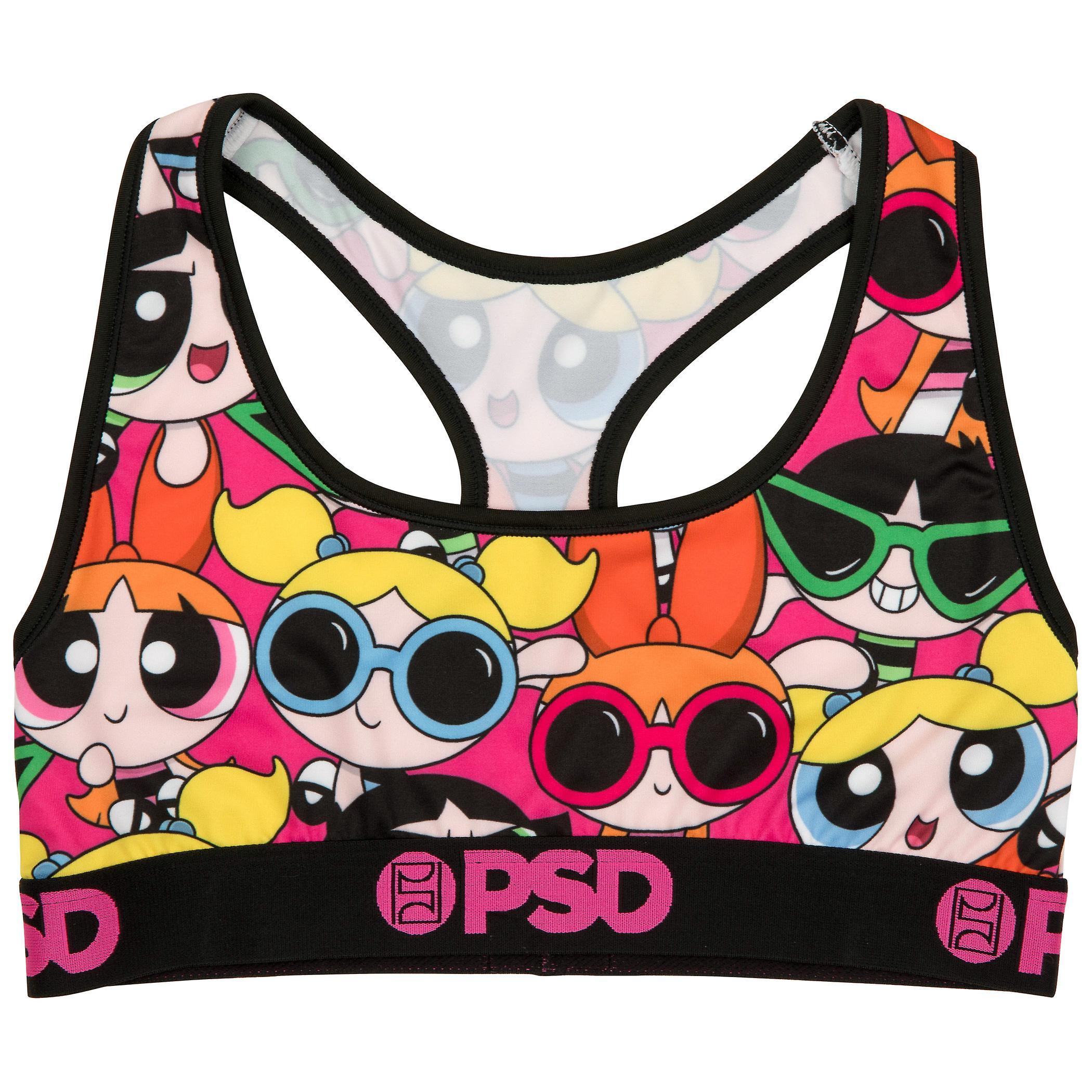 Cartoons Powerpuff Girls Summer Shades PSD Sports Bra Multi-Color Large