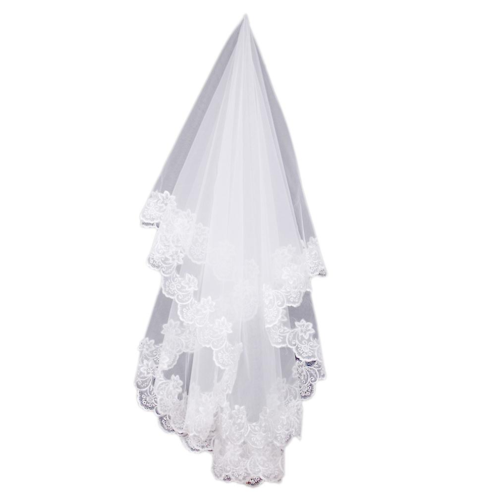 Yirepny Romantic Women Lace Edge Long Cathedral Wedding Bridal Veil Accessory Headwear