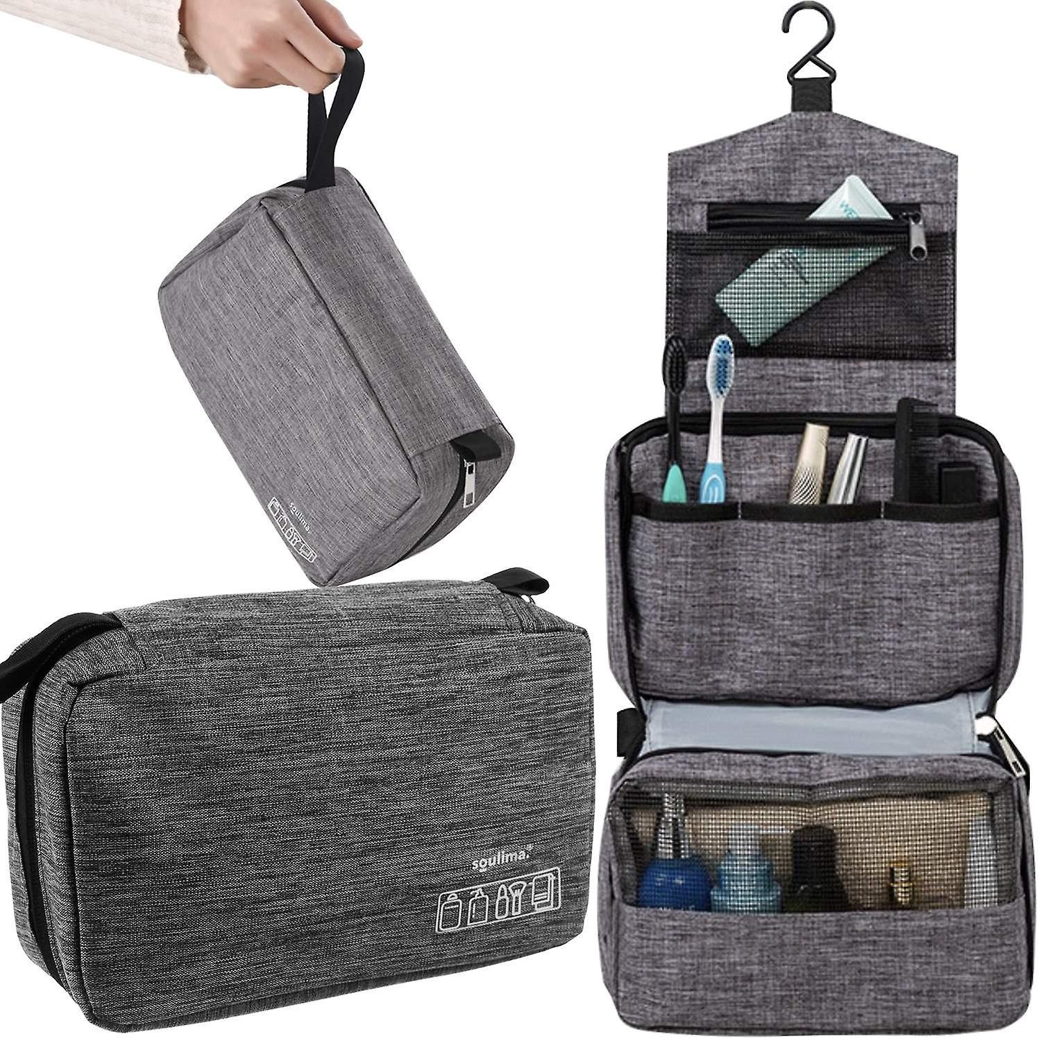 Northix Men's Hanging Toiletry Bag - With Hook - Grey