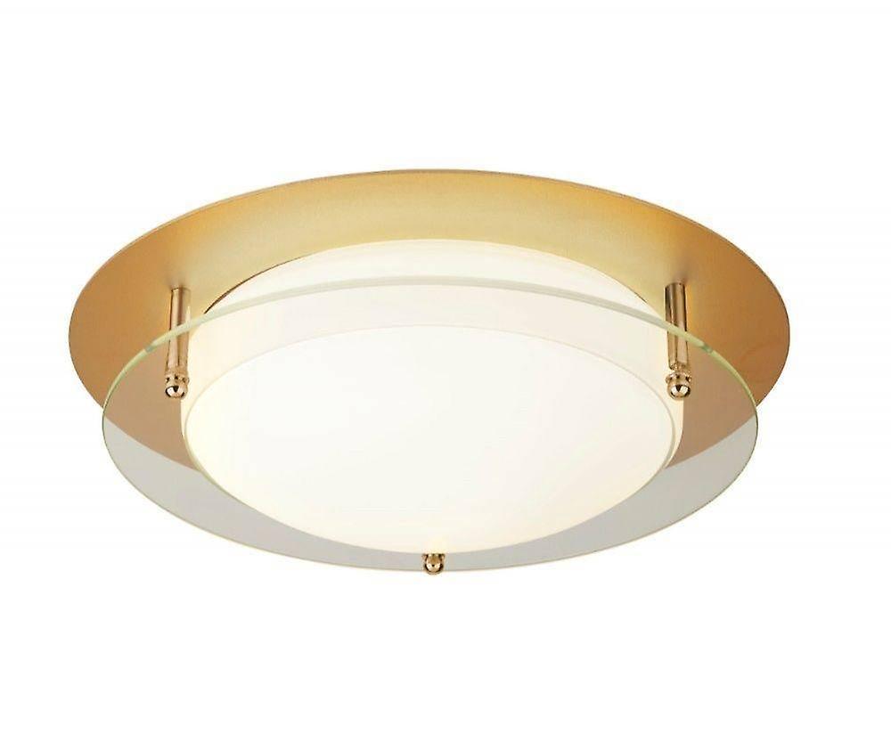 Searchlight Lighting Integrated LED 1 Light Semi Flush Gold, White IP44