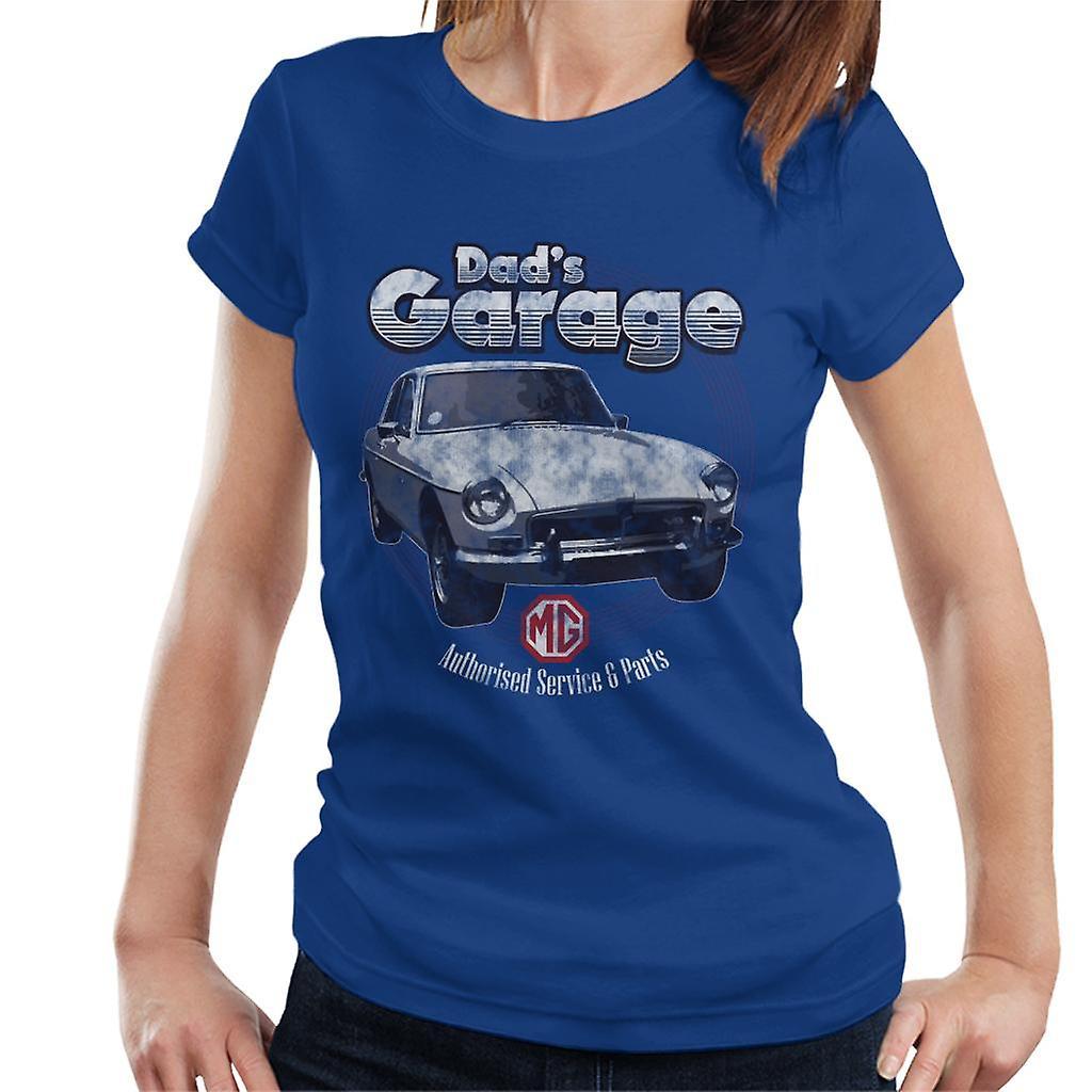 MG Dads Garage British Motor Heritage Women's T-Shirt Royal Blue Small