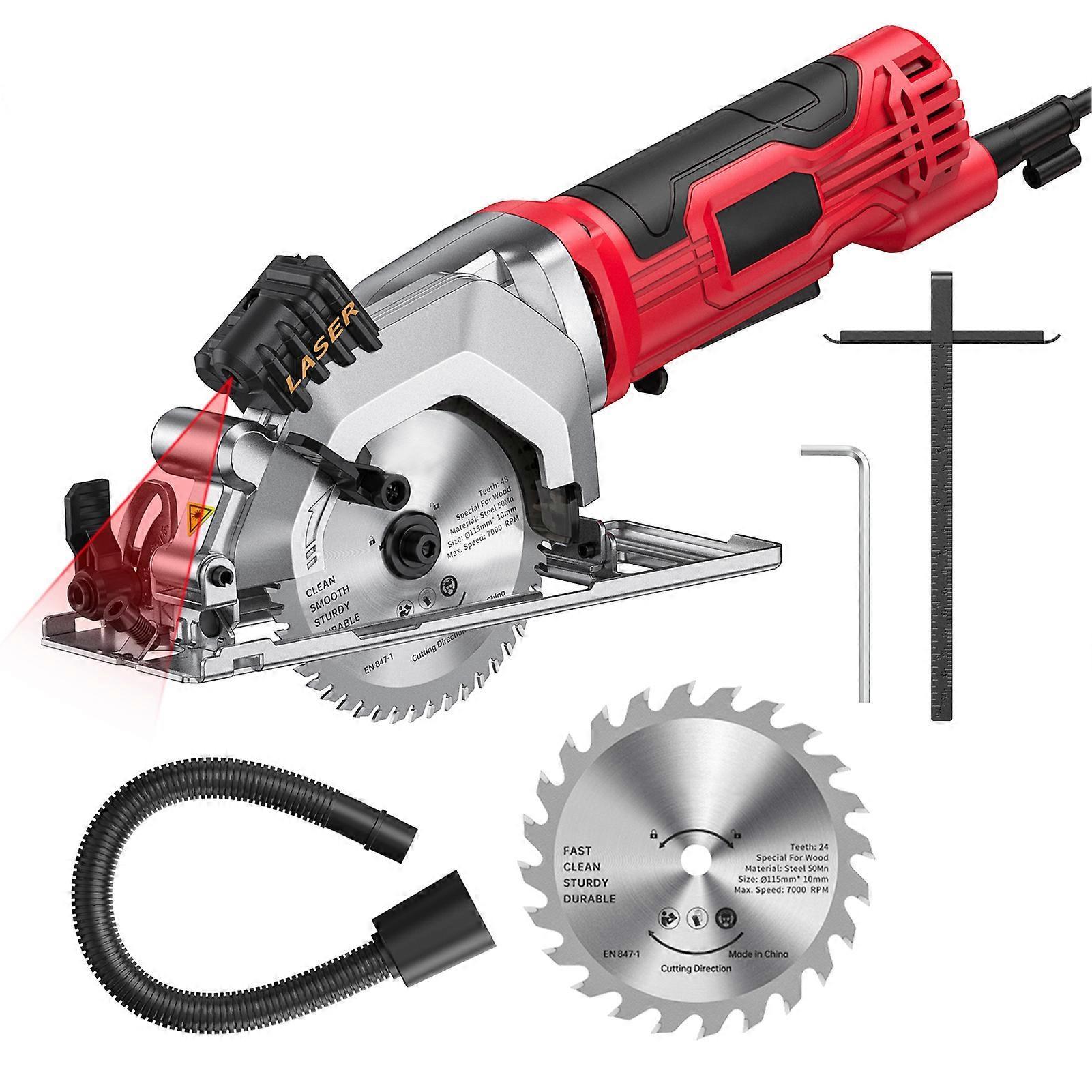 Geevorks Mini Circular Saw 4.8 Amp 4-1/2 Inch Compact Circular Saw 3700RPM Electric Circular Saws with Laser Cutting Guide for Wood Tile and Plasti...