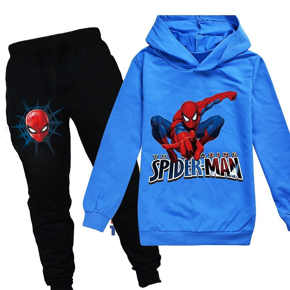 Sevenday Spiderman Tracksuit Kids Pullover Hoodies And Sweatpants 2 Piece Outfit Jogging Sweatshirt Set Activewear For Boys Girls Age 7-14 Years Bl...