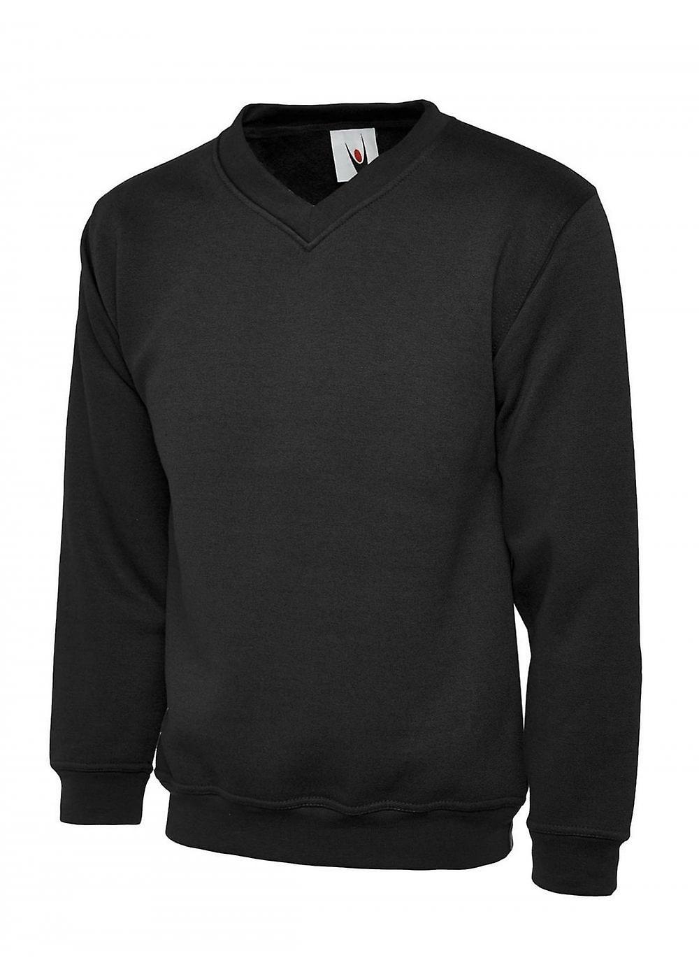 Men's Uneek Premium V-Neck Sweatshirt UC204 Black Xs