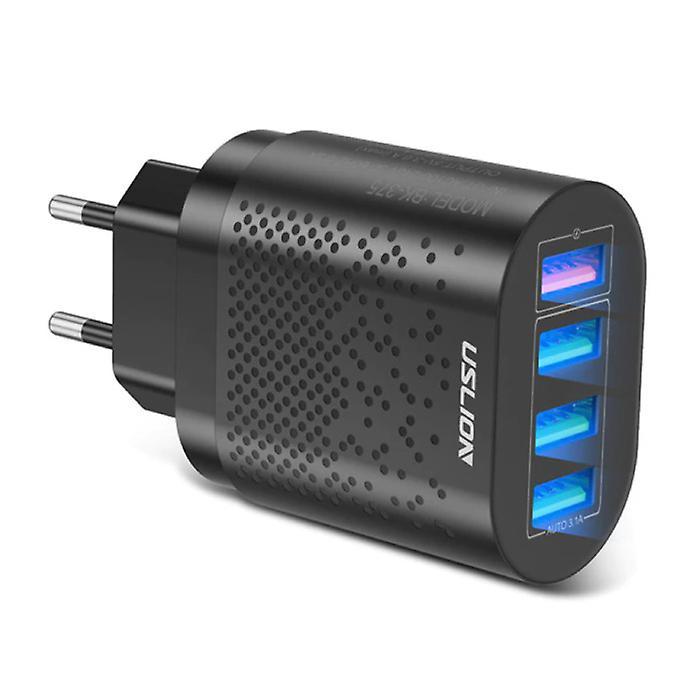 USLION Quad 4x Port USB Plug Charger - Quick Charge 3.0 Wall Charger Wallcharger AC Home Charger Adapter