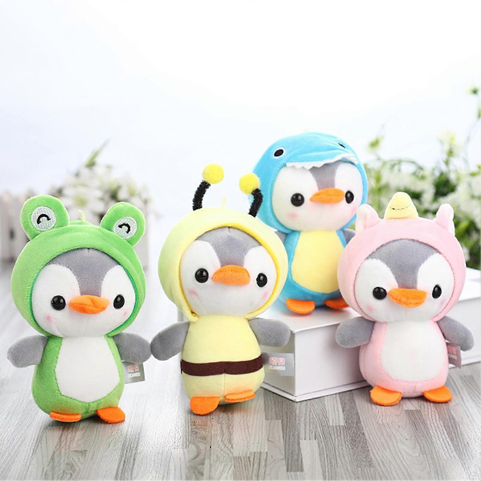 Remorui Penguin Plush Toy Shape Fully Filled Extra Vivid Expressions Decorative Penguin Stuffed Plush Animal Pendant Keychain Doll Pink