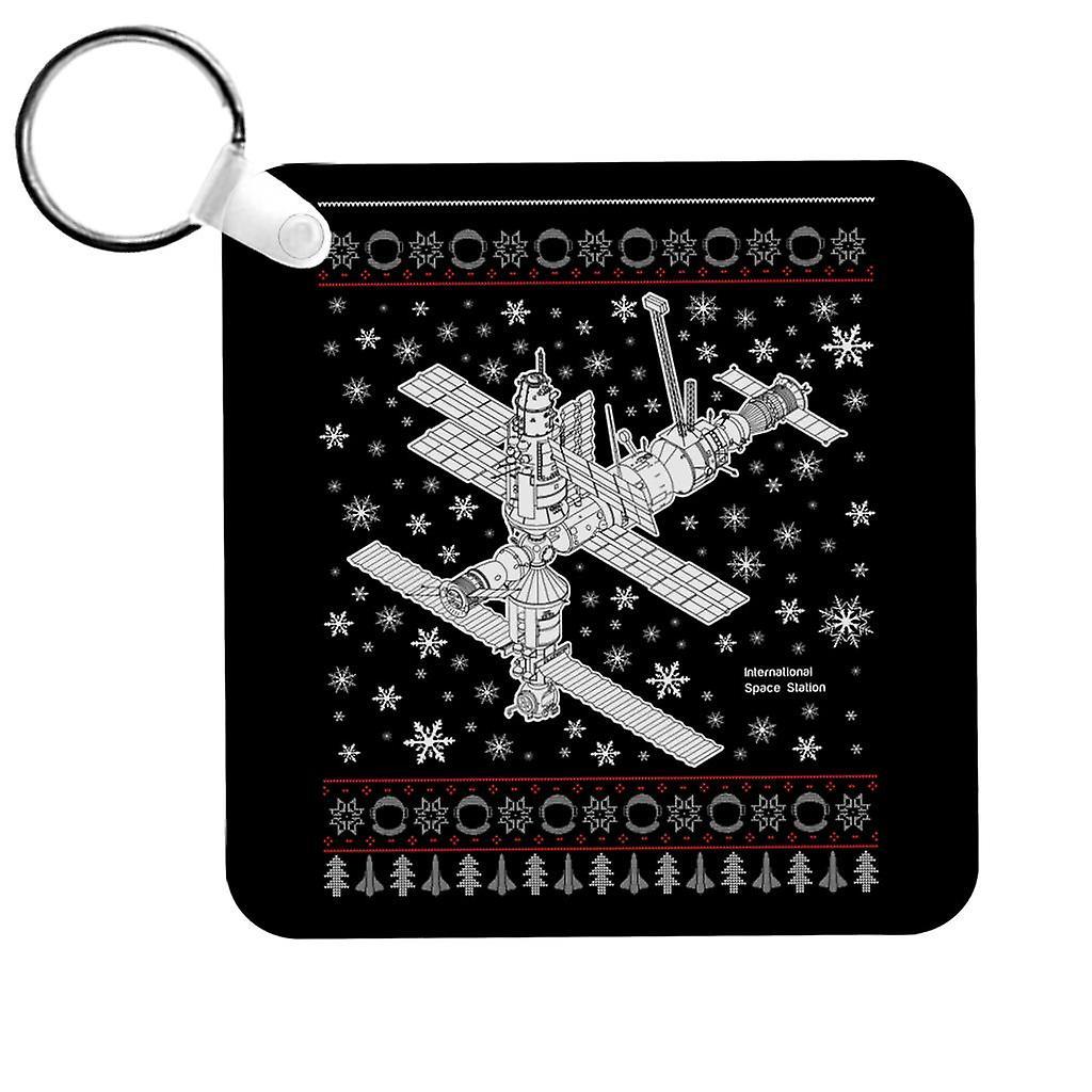 NASA International Space Station Christmas Knit Keyring Black 5cm x 5cm