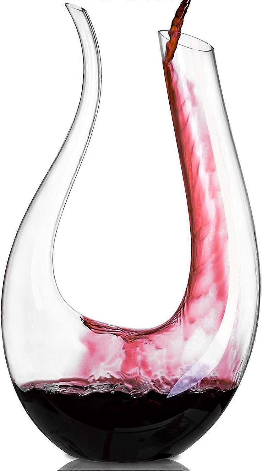 Szyy U-shape wine carafe set made of crystal glass, red wine lead-free glass decanter, decanter glass ventilation wine carafe, decanter bottle gift...