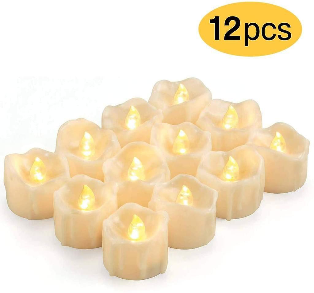 unbrand Led Timer Candles, 12 Pack Led Tea Lights Flameless Candles Flickering Real Wax Electric Candles Wit