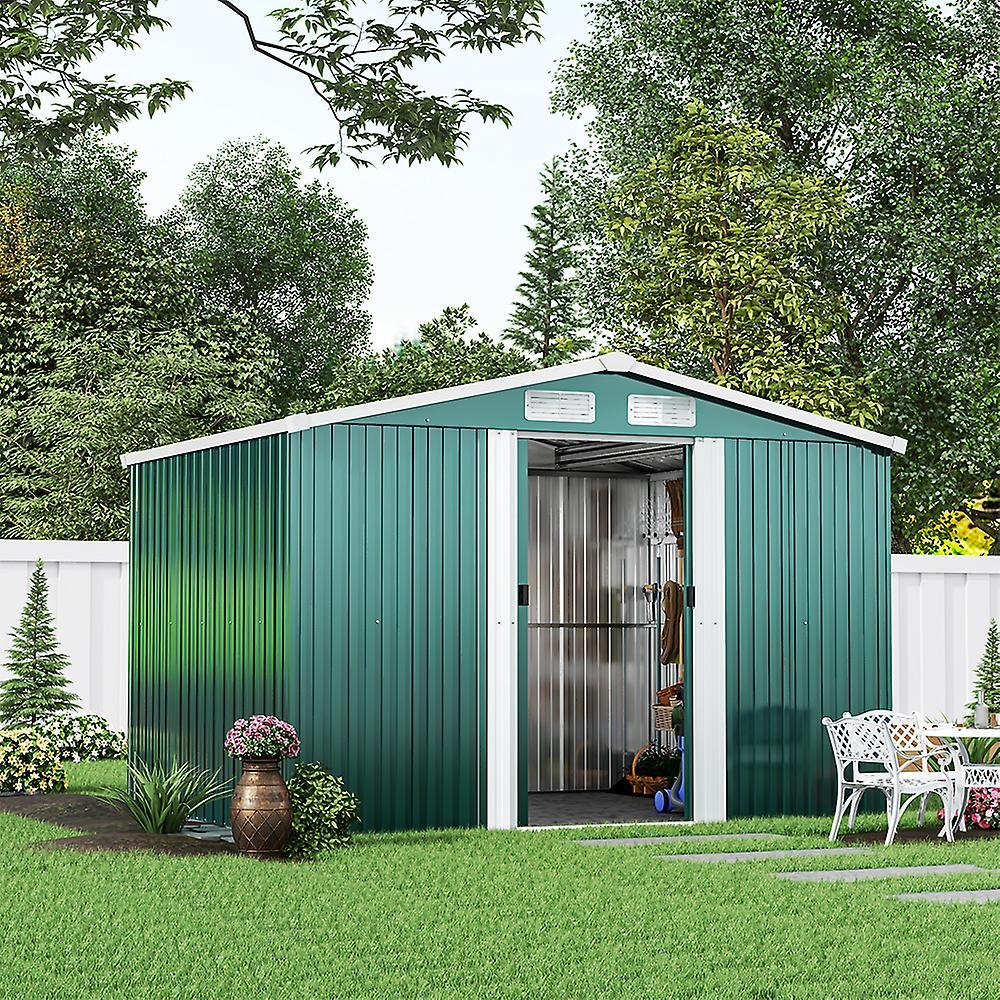 Living And Home 6ft x 8ft Metal Garden Shed WITH Foundation - Dark Green