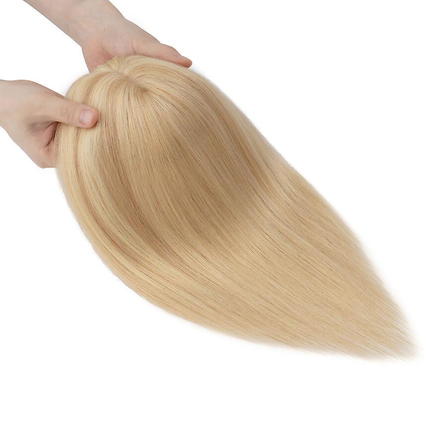 Sego Human Hair Toppers with Bangs Straight Hair Clip In Topper blond & bleach blonde 18inch