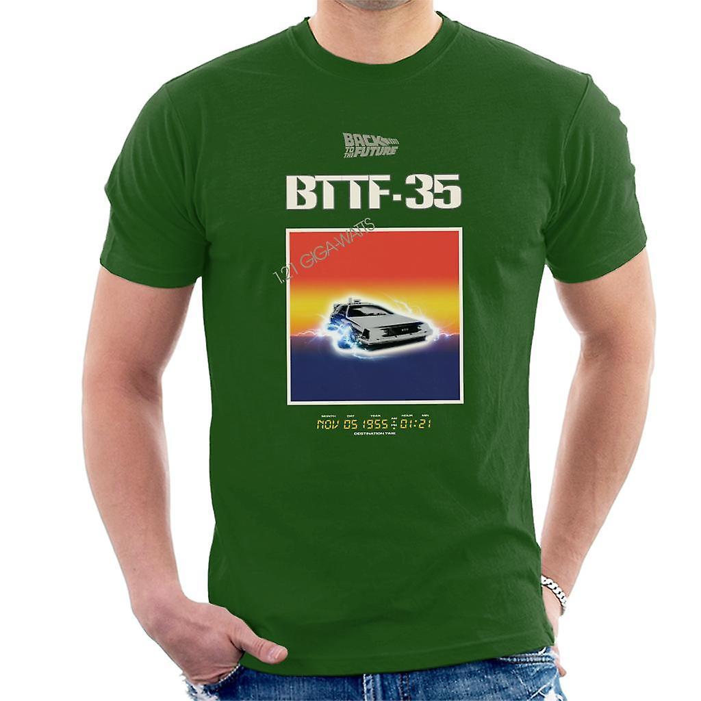 Back to the Future 35th Anniversary Sunset Men's T-Shirt Bottle Green Large