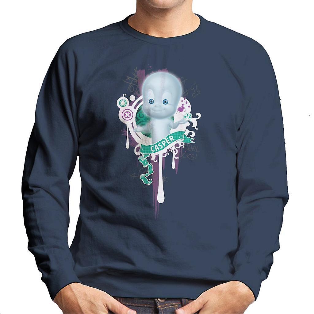 Casper The Friendly Ghost School Emblem Men's Sweatshirt Navy Blue XX-Large