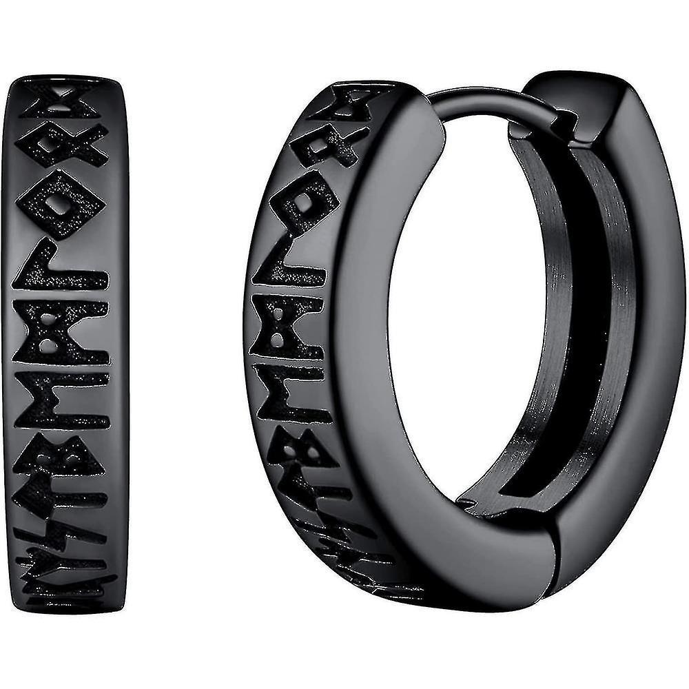 Hgxs Norse Viking Runes Hoop Earrings For Men Women 12mm Huggie Hoops RWW MEK VXH