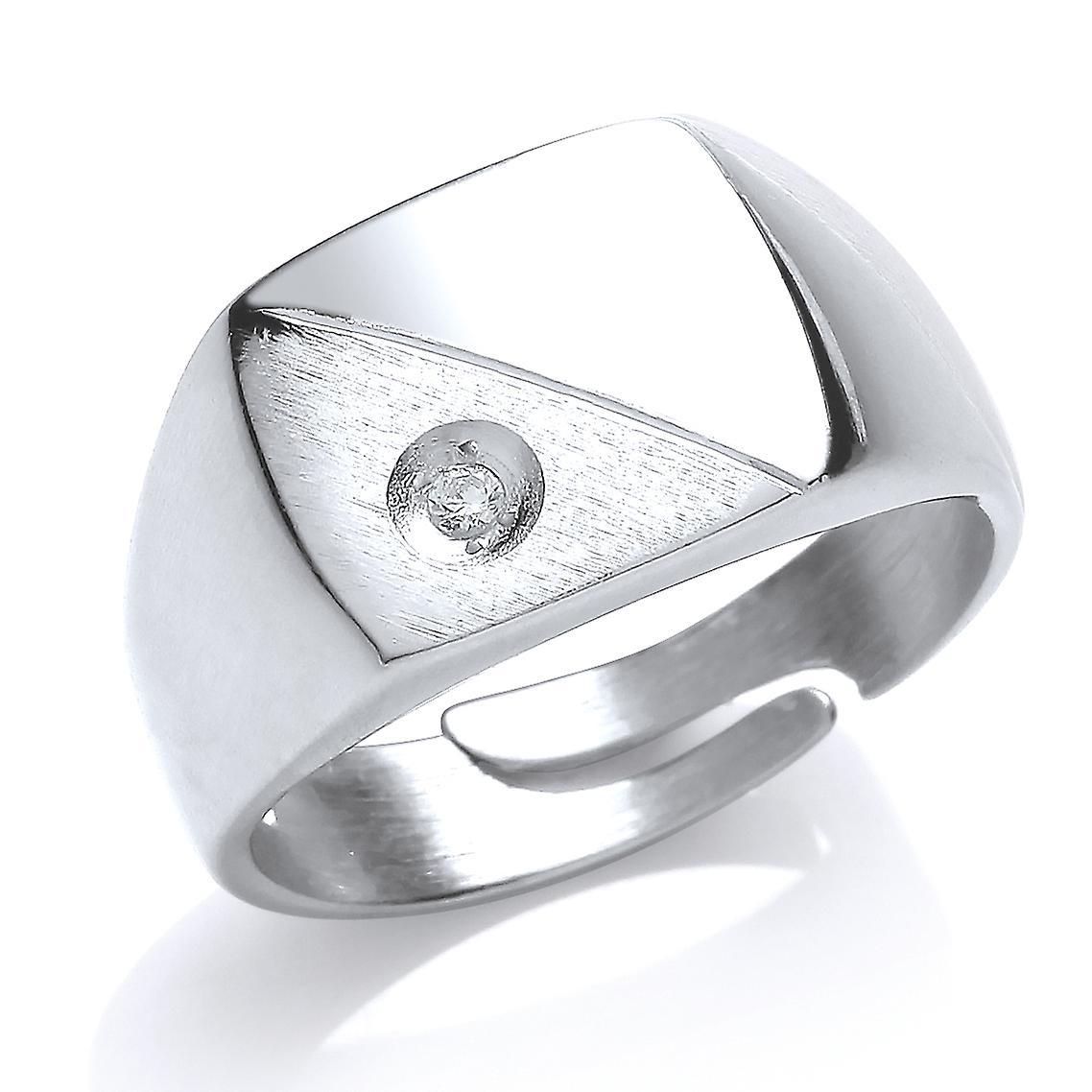 Silver  CZ Square Cushion Solitaire Signet Ring - GVR652