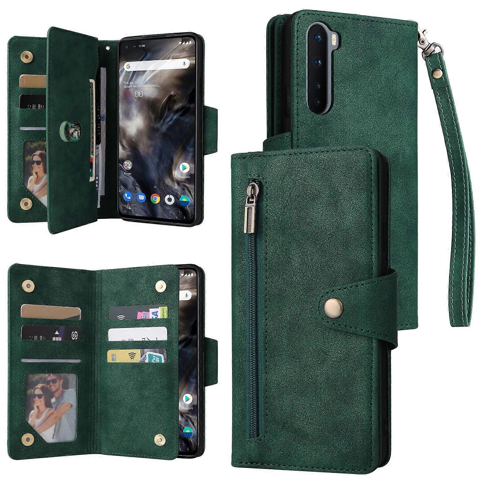 Gangxun Case for OnePlus Nord 5G Magnetic Leather Zipper Wallet Cover Card Holder Compatible with OnePlus Nord 5G Case Green