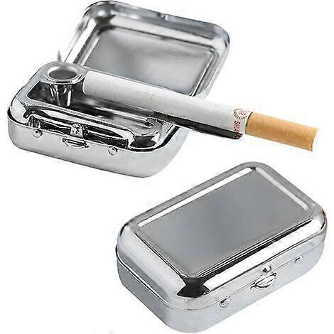 Lertenys Pocket ashtray, for cigarettes when traveling and traveling, mini, portable, metal, with lid, odorless