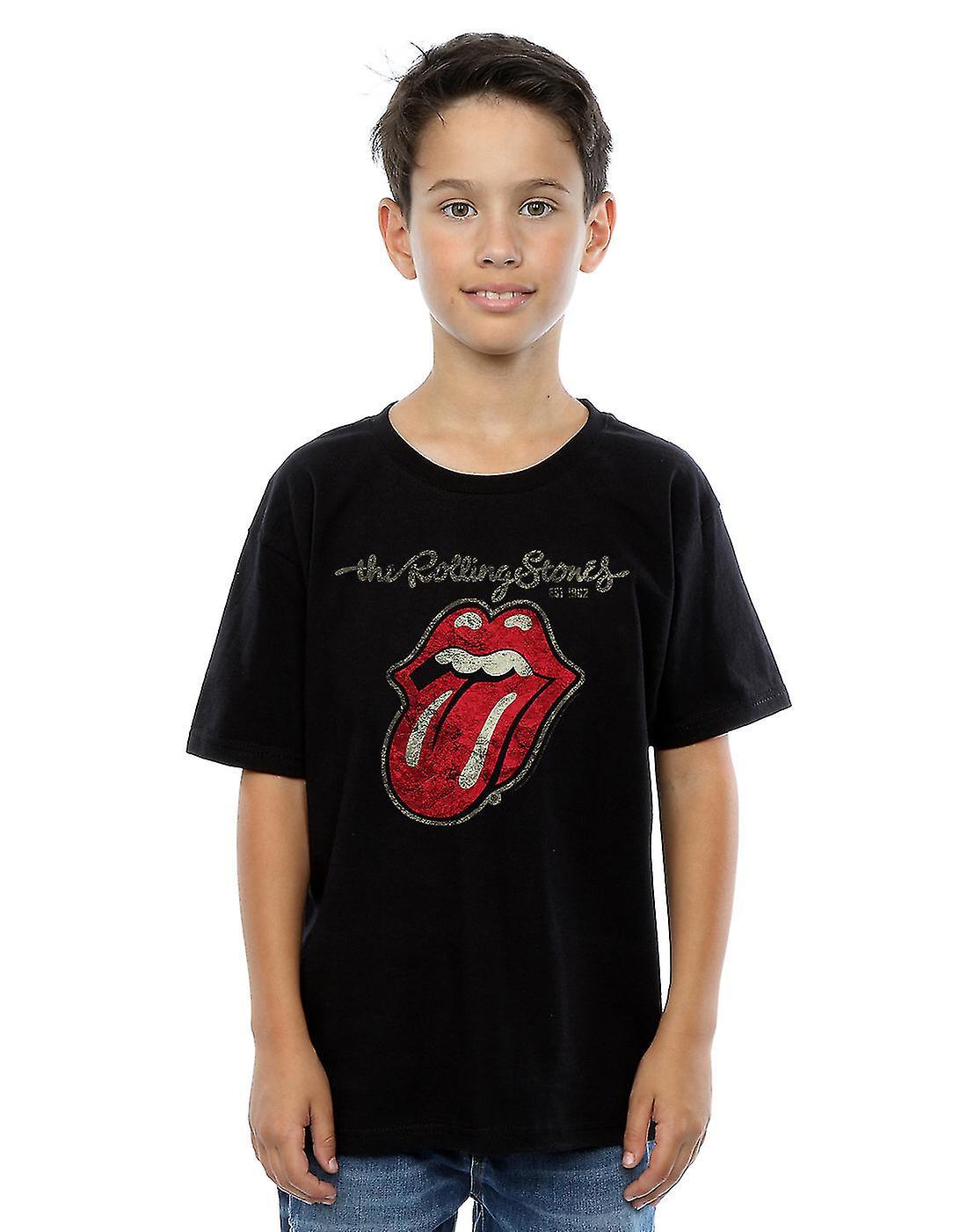 Rolling Stones Boys Plastered Tongue T-Shirt Black 9-11 Years