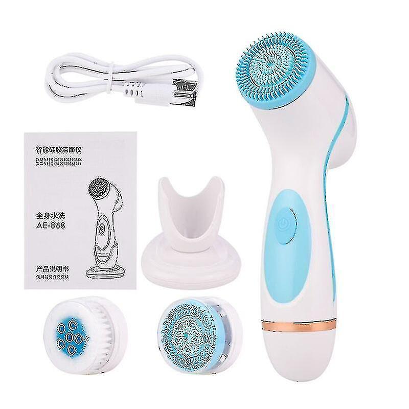 Bosheng 3 In 1 Electric Facial Brush Silic Rotating Face Brush Deep Cleaning Skin Ing Massar Exfoliat Blue