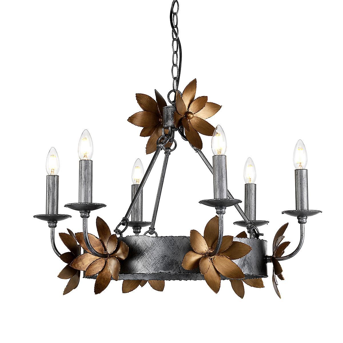 Elstead Lighting Simone 6 Light Chandelier Bronze, Gold Finish, E14