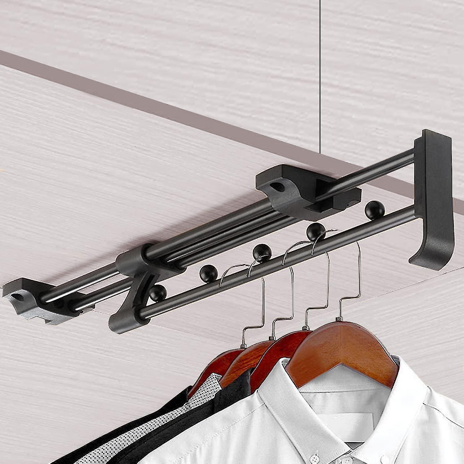 Kensty Retractable Wardrobe Rod, Pull-out Sliding Trouser Rack, Length 300 Mm Sliding Wardrobe Rod, For Wardrobes And Storage Areas