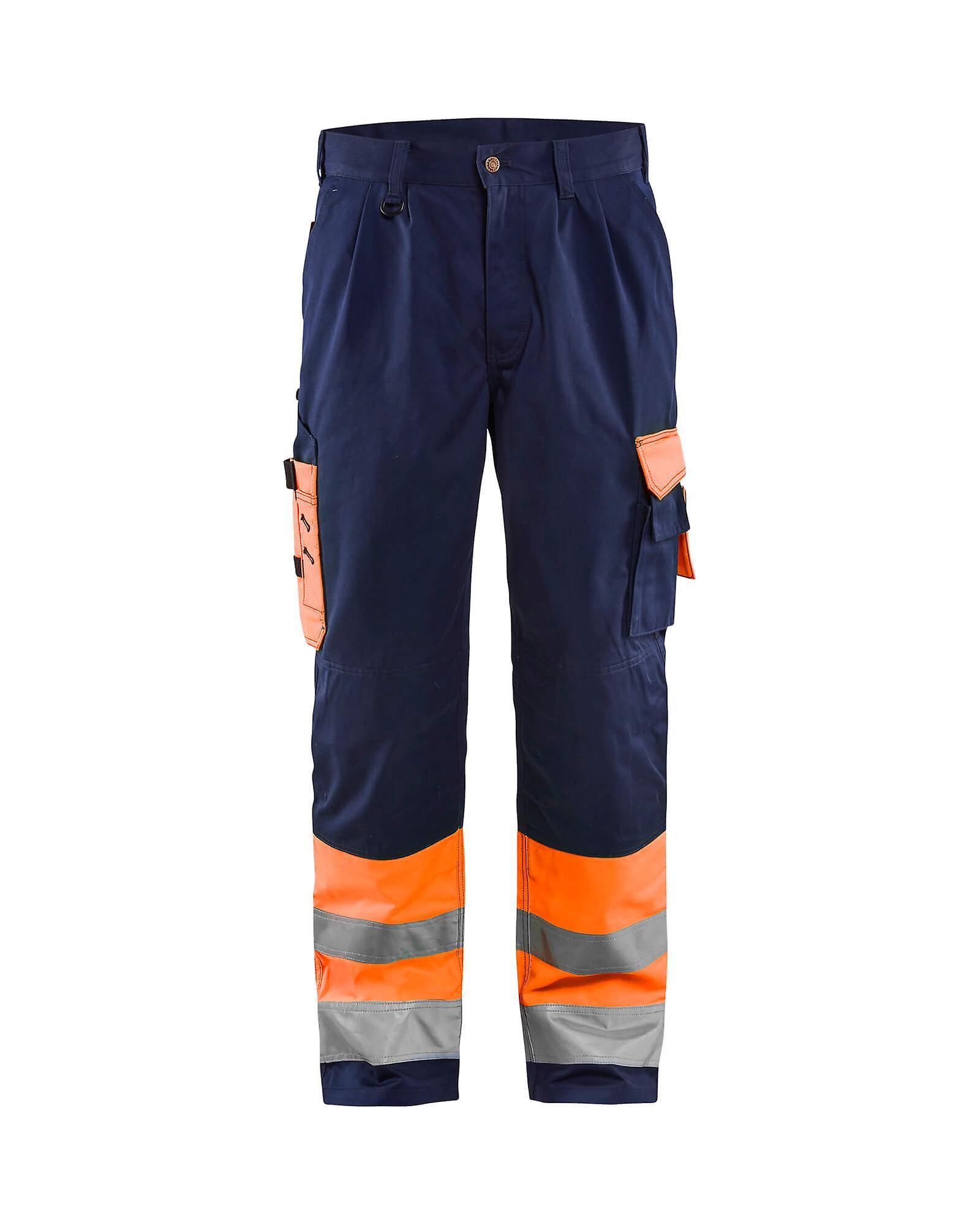 Blaklader 1584 hi-vis work trousers - mens (15841860) - (colours 1 of 2) Orange/navy blue