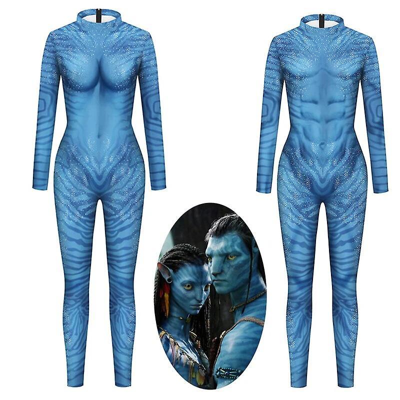 Duqi Movie Avatar 2 Cosplay Costume Carnage Jake Sully Neytiri Zentai Adult Unisex Sexy Jumpsuit Halloween Bodysuit Woman L