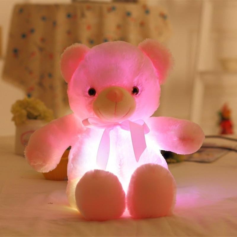 Slowmoose Big Colorful Glowing Teddy Bear Luminous Plush - Light Up Led Teddy Bear pink