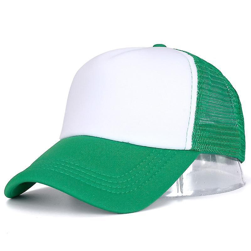 Slowmoose Men & Women Plain Mesh Baseball Cap, Adjustable Snapback Hats Green White