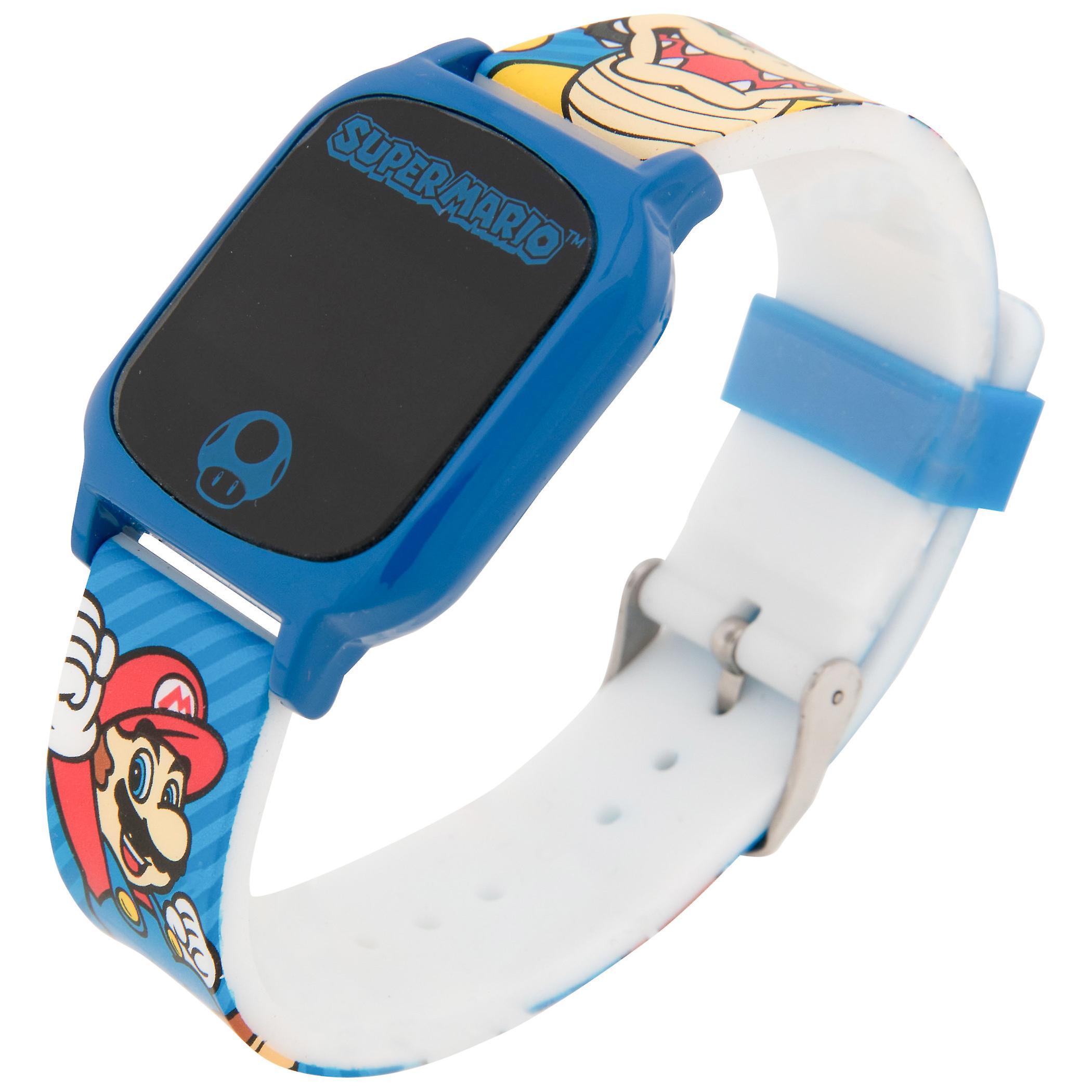 Video Games Super Mario Bros. and Bowser LCD Kid's Watch with Silicone Band Multi-Color