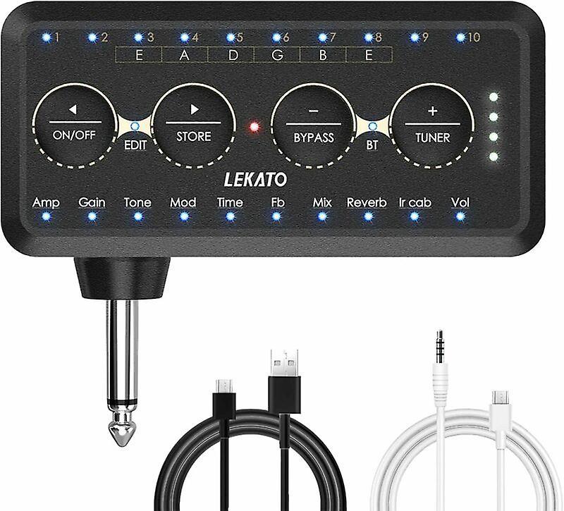 mickcara Lekato Electric Guitar Headphone Amplifier System Wireless Multi-effects Amp Recording Music Bypass Mode Distortion Effect