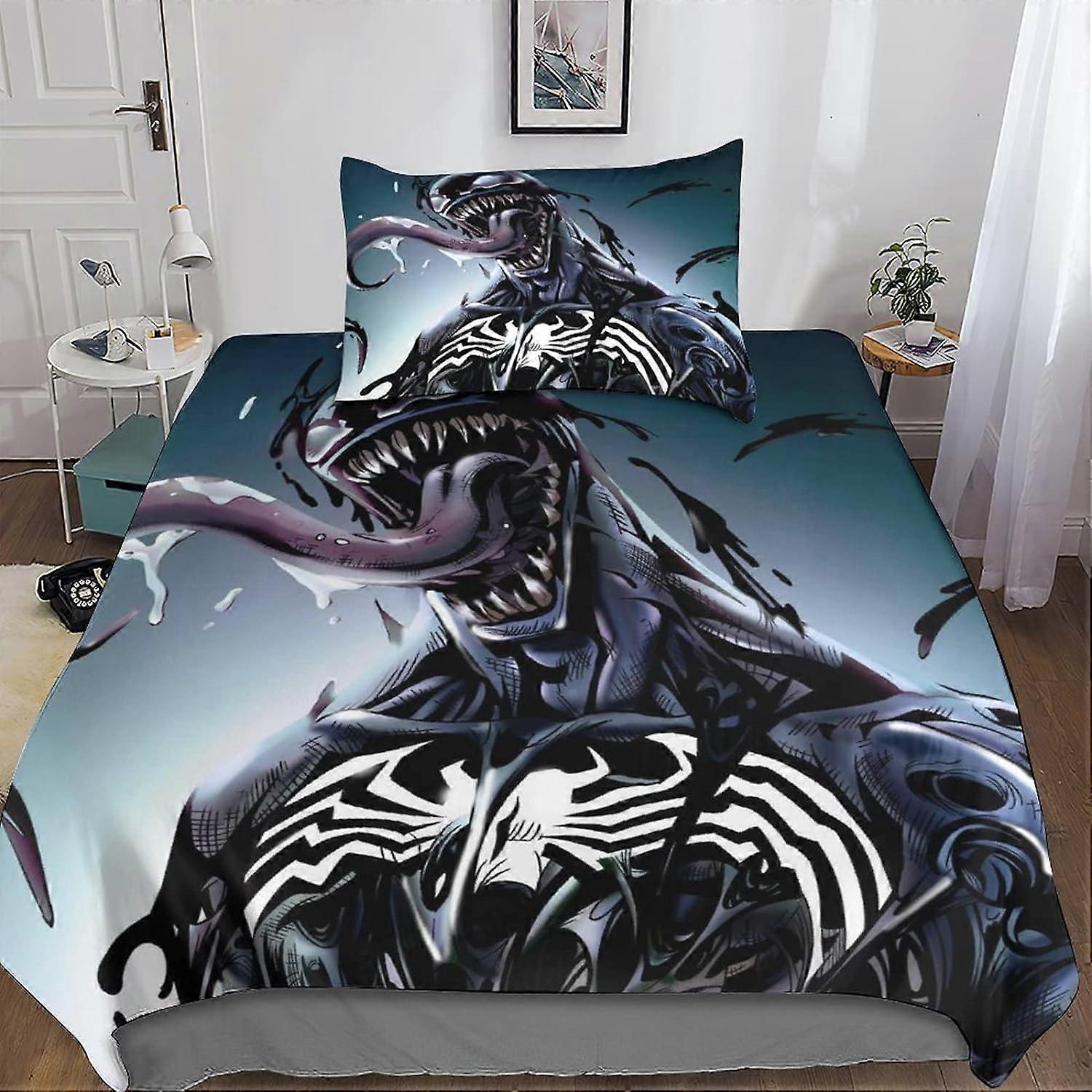 Kerota Venom Duvet Cover D,Printed Bedding Set with Duvet Covers and Pillowcase Pieces,for Adults and Kids Venom Bed Linen Set Sin 135*200 CM Singl...