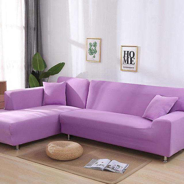 Slowmoose Solid Color Corner Sofa Covers For Living Room, Elastic Spandex Slipcovers color 14 2seater and 4seater