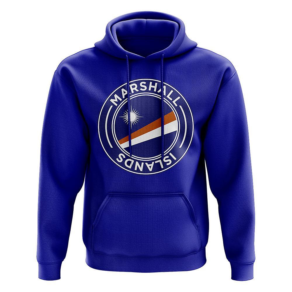 UKSoccerShop Marshall Islands Football Badge Hoodie (Royal) Blue Womens M (Size 12 - 34 inch Chest)