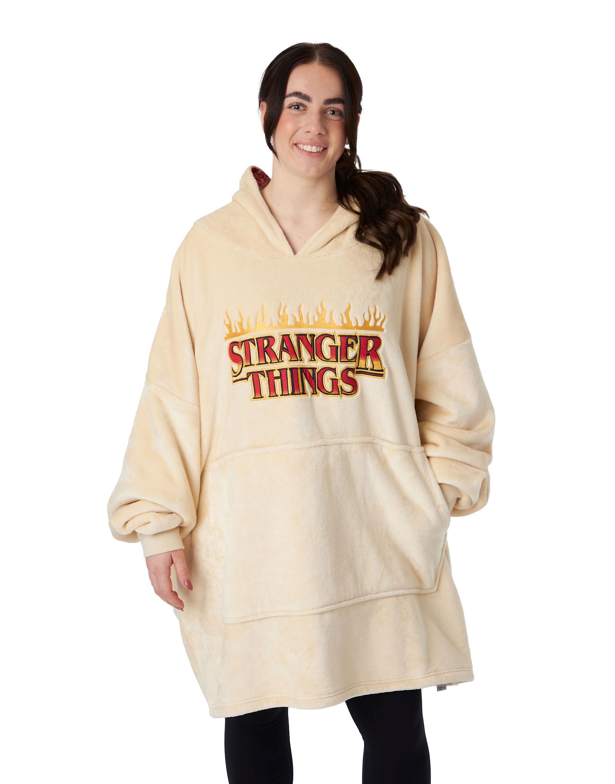 Vanilla Underground Stranger Things Unisex Blanket Hoodie Beige Brand Name Print - One Size