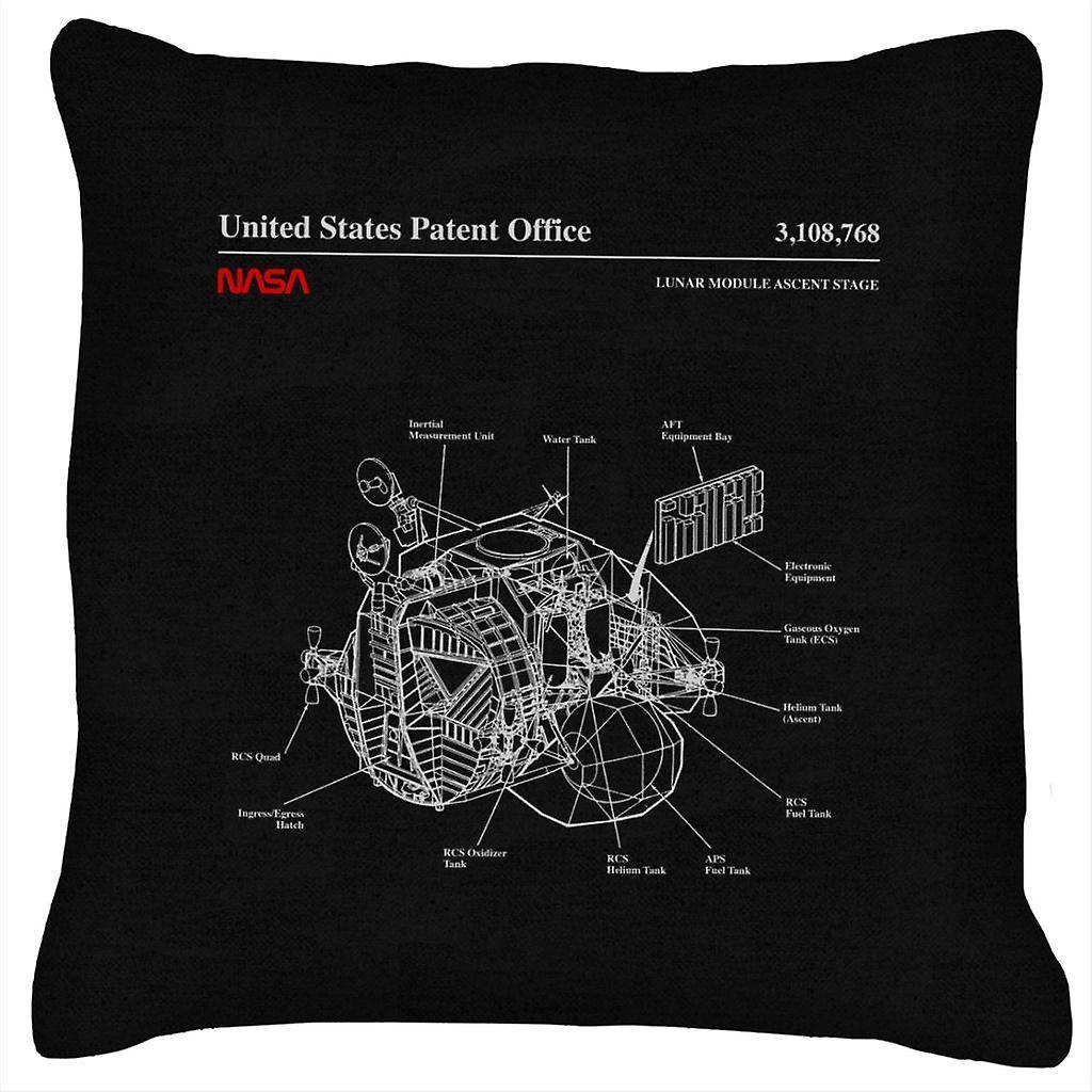 NASA Lunar Module Ascent Stage Blueprint Cushion Black 40 x 40cm