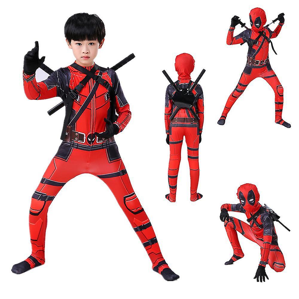 Cryin Kids Cosplay Costume Deadpool Bodysuit Boys Party Costumes Suit clear 150(145-155CM)