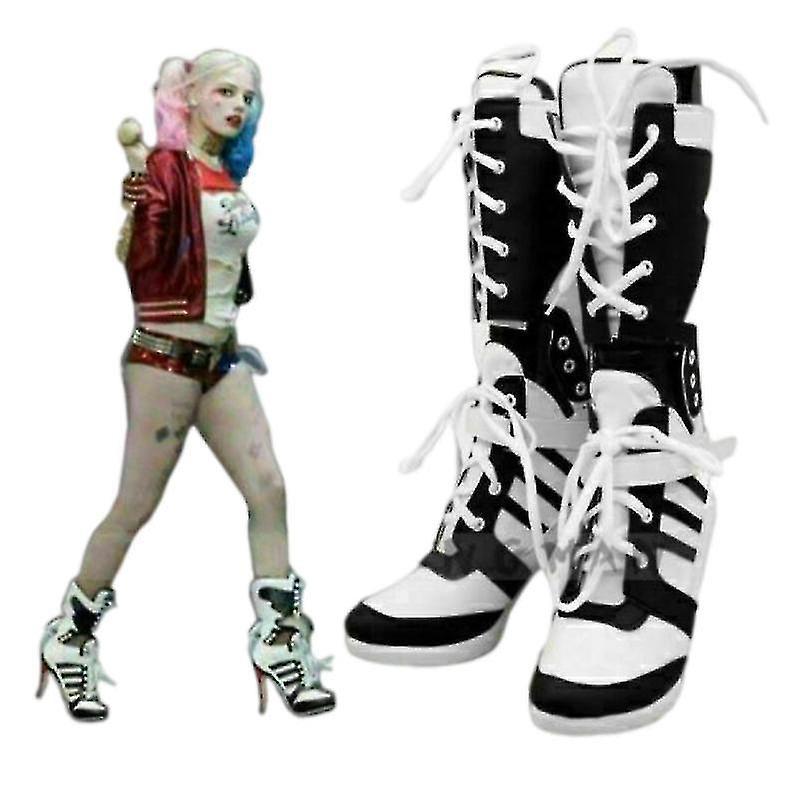 Tigernu 2023 Harley Quinn Suicide Squad Boots Heel Shoes Cosplay EU38