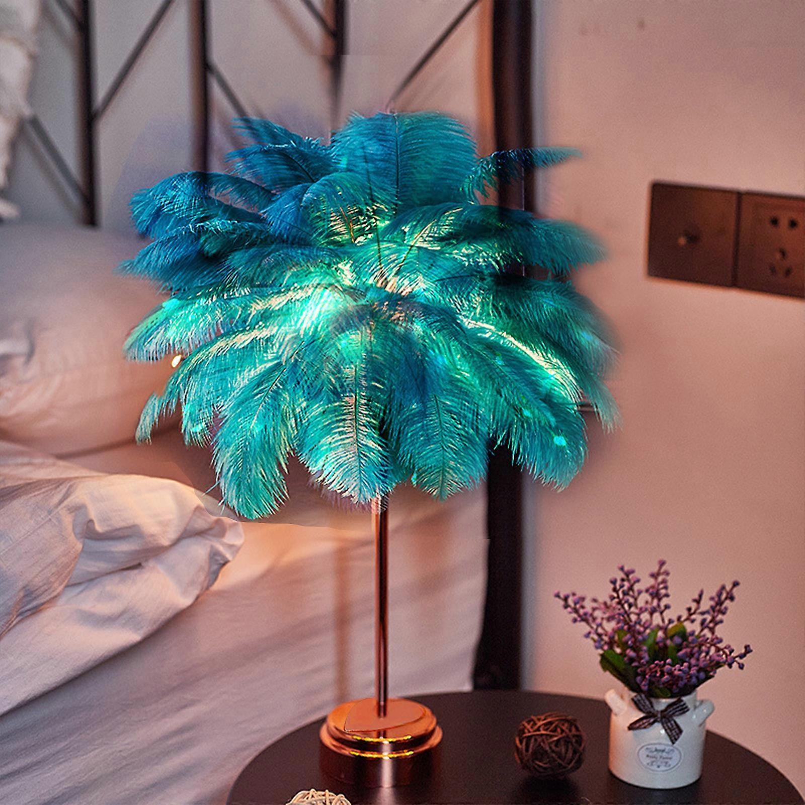 Baodan Feather Table Lamp Bedside Lamp Night Light Battery Operated LED Table Lamp For Bedroom Living Room Party Wedding Centerpiece Christmas Vale...