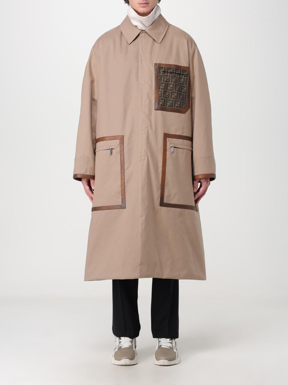 Trench Coat FENDI Men colour Tobacco