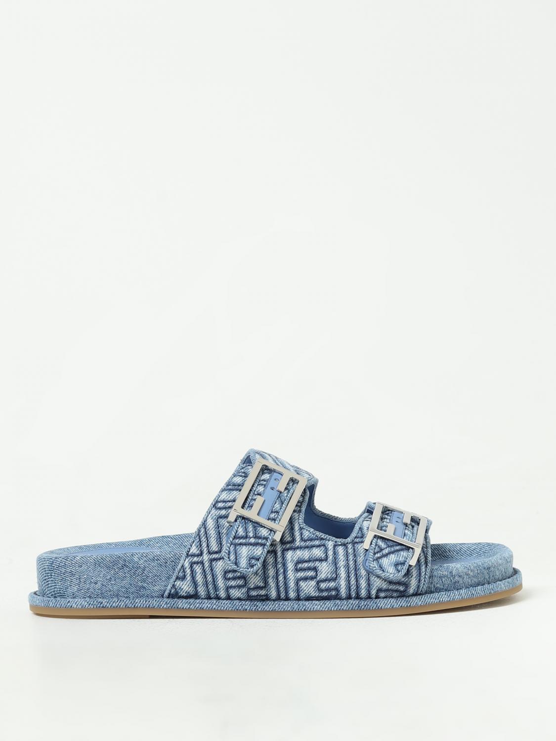 Flat Sandals FENDI Woman colour Denim