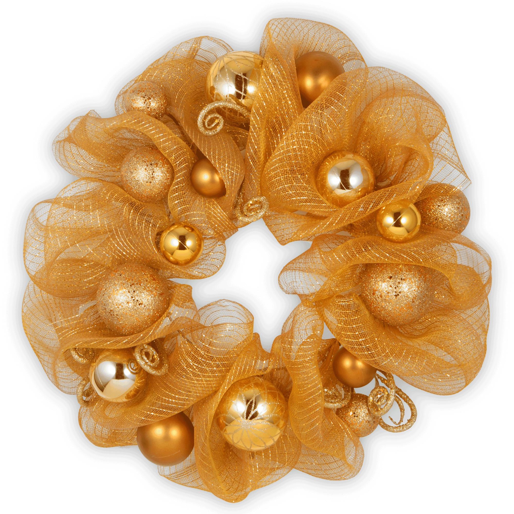 Decorative Collection 24" Gold Ribbon Wreath