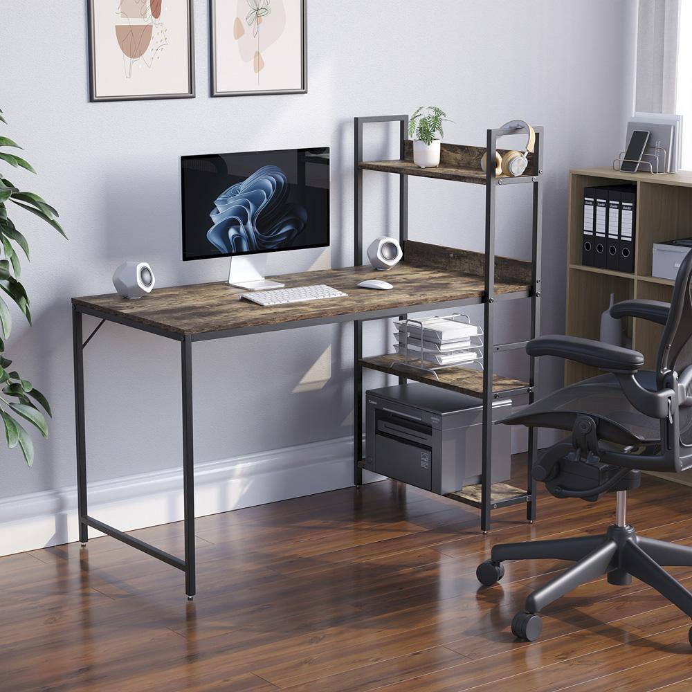 Brooklyn Computer Desk With 3 Adjustable Shelves Dark Wood