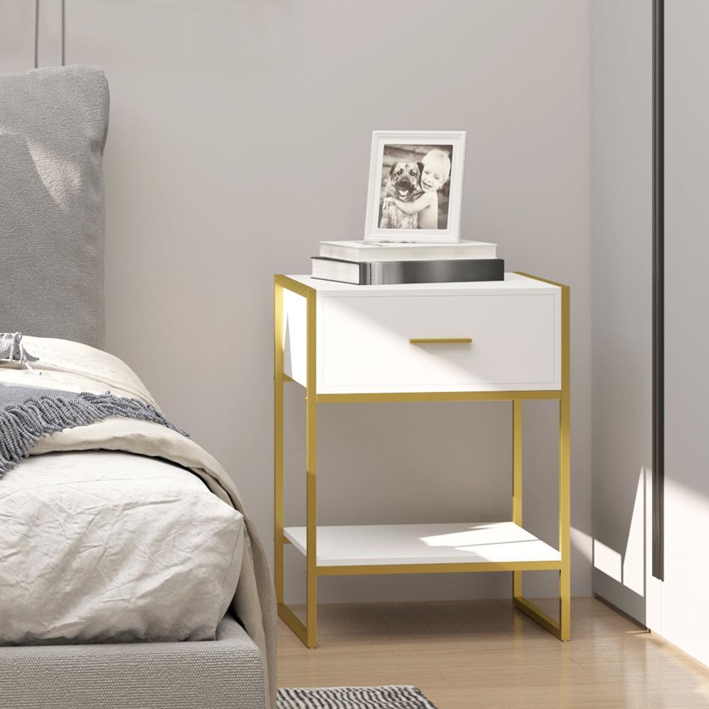 Modern Bedside Table Storage End Table Drawer Living Room Bedroom