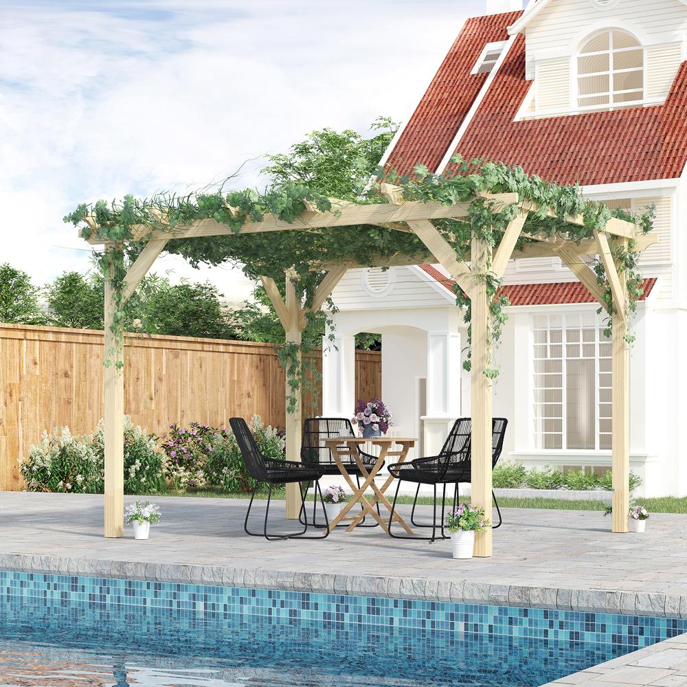 Wooden Garden Pergola Natural 4m