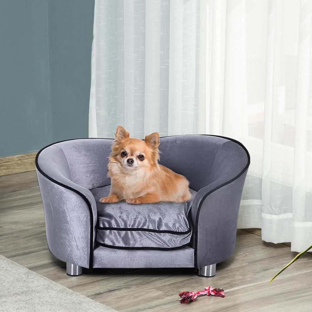 Dog Sofa Pet Chair, Kitten Couch with Soft Cushion, Storage Pocket