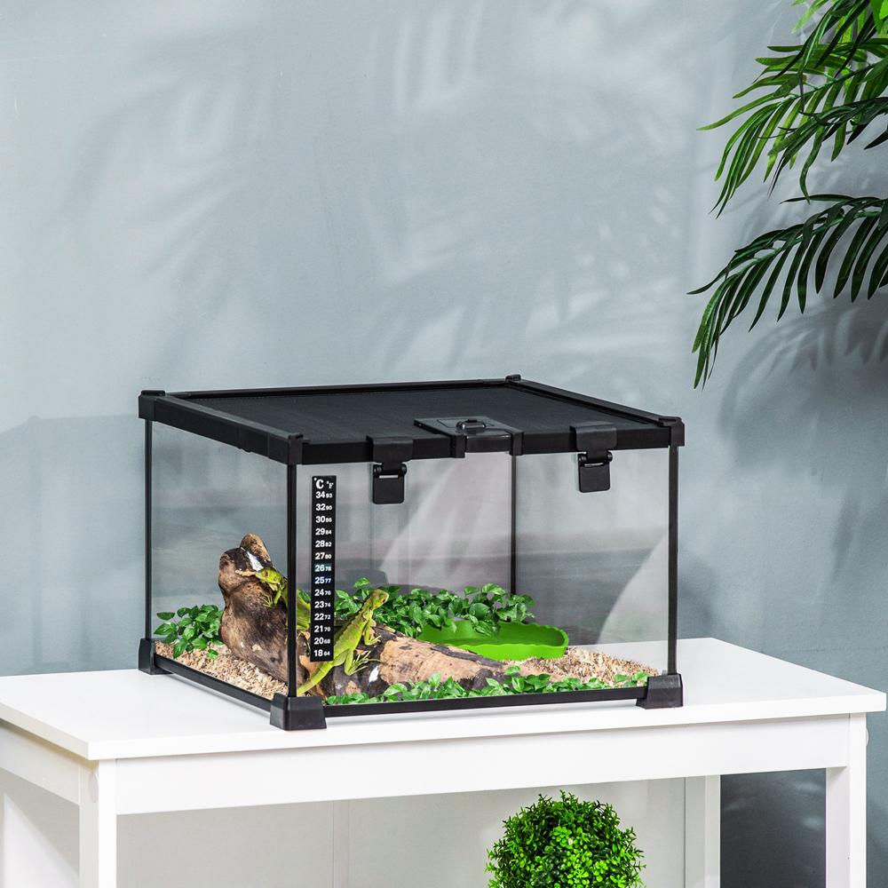 Reptile Terrarium Breeding Tank For Lizards, Horned Frogs, Snakes, Black