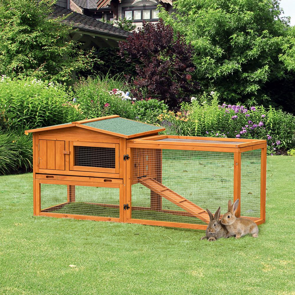 Bunny Cage Rabbit Hutch Outdoor Guinea Pig House with Slide-Out Tray