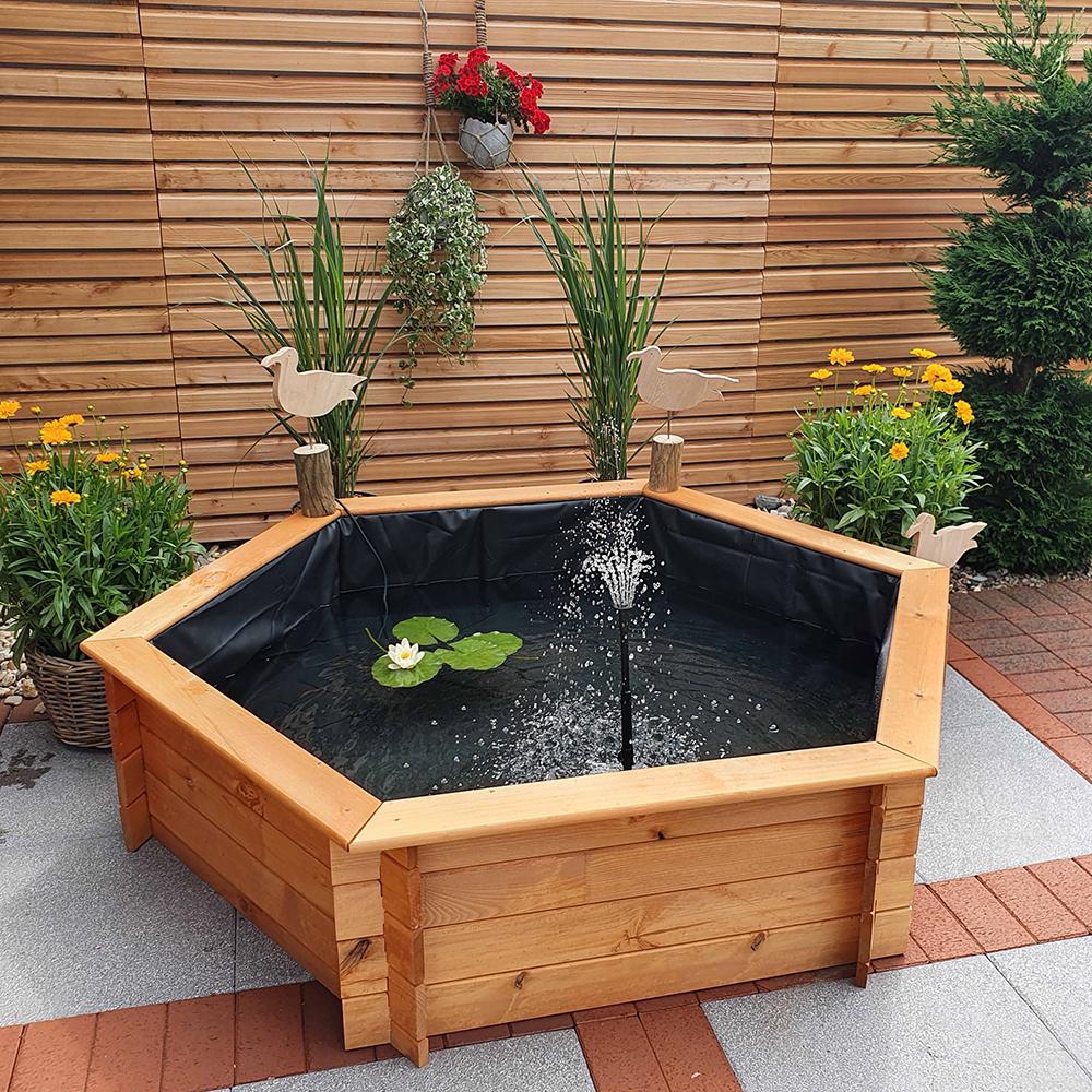 Raised Hexagon Garden Solar Pond Set