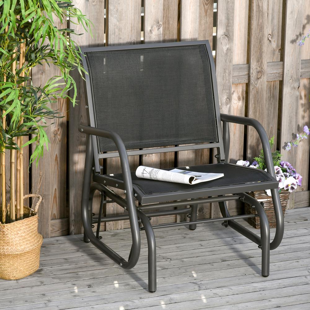 Outdoor Gliding Swing Chair Garden Seat With Mesh Curved Back Steel